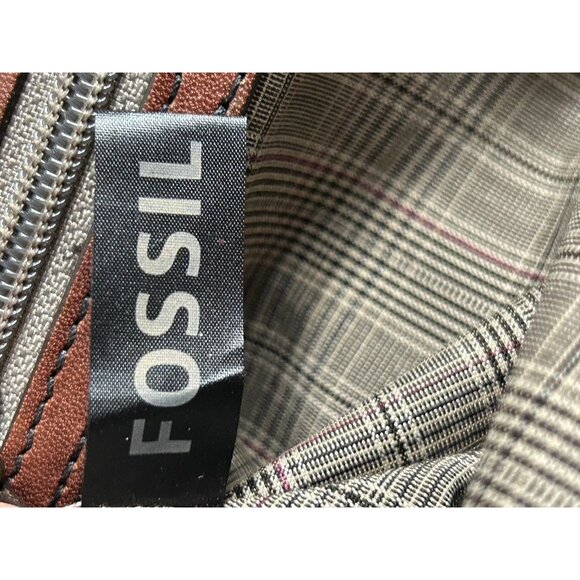 Vintage Fossil 'Lineage' Framed Doctor's Style Leather Bag in Brown - Picture 11 of 14